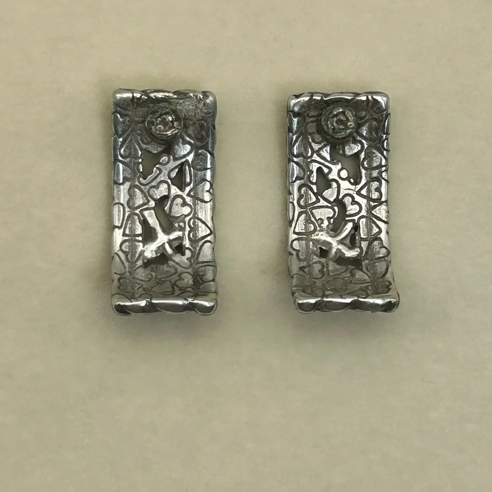 Brighton Jewelry Vintage Post Earrings Curved Studs Silver Plated No Backs - Picture 4 of 9
